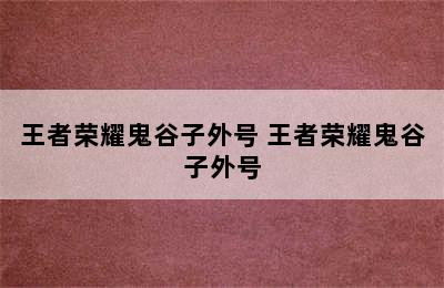 王者荣耀鬼谷子外号 王者荣耀鬼谷子外号